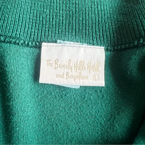 *Rare* Vintage Beverly Hills Hotel & Bungalows Green Polo Shirt L Made in USA - Picture 3 of 11